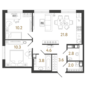 60 м², 3-комнатная квартира 10 250 000 ₽ - изображение 78