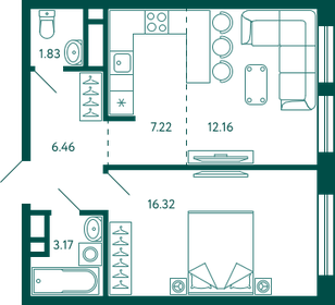 46,2 м², 1-комнатная квартира 9 276 544 ₽ - изображение 12
