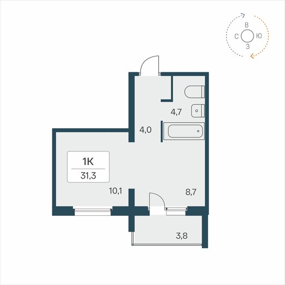 31,3 м², 1-комнатная квартира 4 450 000 ₽ - изображение 31