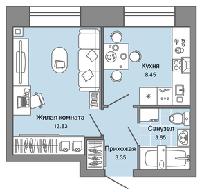 34 м², 1-комнатная квартира 3 650 000 ₽ - изображение 26