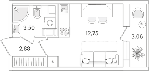 Квартира 20,7 м², студия - изображение 1