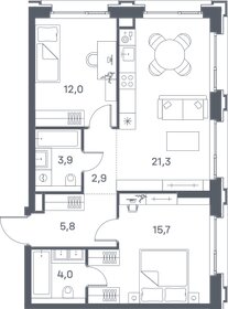 Квартира 65,6 м², 2-комнатная - изображение 1