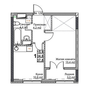 Квартира 37,8 м², 1-комнатная - изображение 1