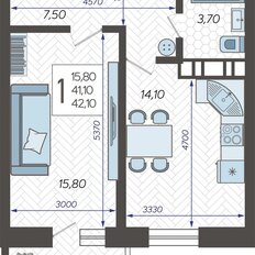 Квартира 42,1 м², 1-комнатная - изображение 2