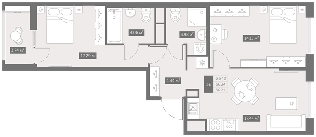 60,3 м², 2-комнатная квартира 8 690 000 ₽ - изображение 124