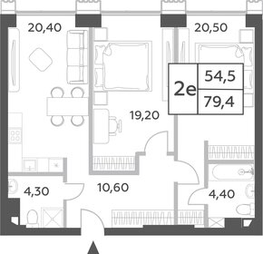 Квартира 78,6 м², 2-комнатная - изображение 1