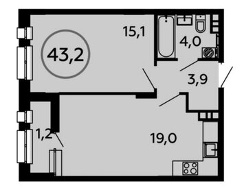 Квартира 43,4 м², 1-комнатная - изображение 1