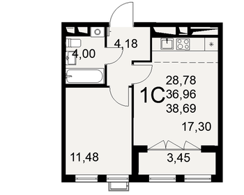 38,7 м², 1-комнатная квартира 5 879 360 ₽ - изображение 16