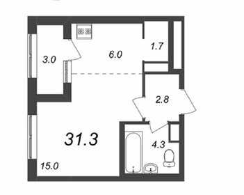 Квартира 31,4 м², студия - изображение 5