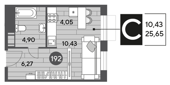 Квартира 25,7 м², студия - изображение 1