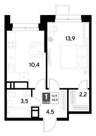 Квартира 34,5 м², 1-комнатная - изображение 1