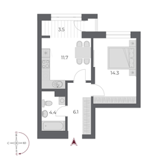 Квартира 40 м², 1-комнатная - изображение 2