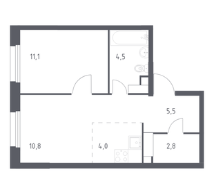Квартира 38,7 м², 1-комнатная - изображение 1
