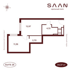 Квартира 34,4 м², 2-комнатные - изображение 2