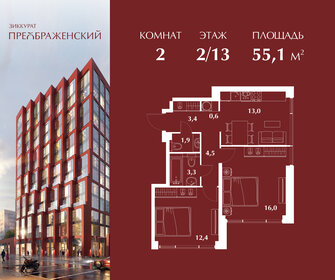 Квартира 55,1 м², 2-комнатная - изображение 1