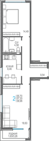 Квартира 59 м², 2-комнатная - изображение 1