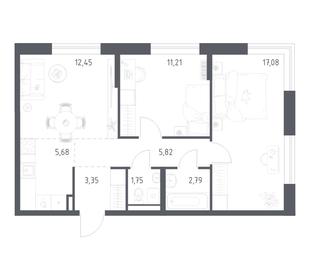 Квартира 60,1 м², 2-комнатная - изображение 1