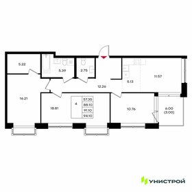 Квартира 91,1 м², 4-комнатная - изображение 1