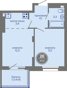 Квартира 37 м², 2-комнатная - изображение 1