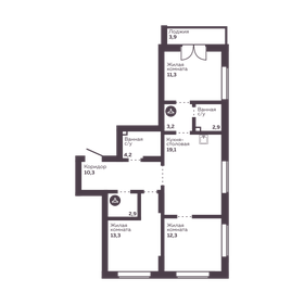 Квартира 79,5 м², 3-комнатная - изображение 3