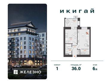 Квартира 36 м², 1-комнатная - изображение 1
