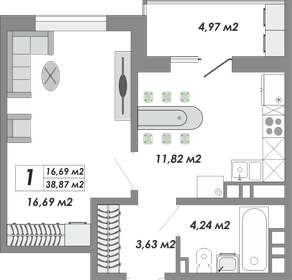 Квартира 38,9 м², 1-комнатная - изображение 1