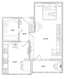 Квартира 38,8 м², 1-комнатная - изображение 1