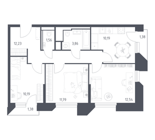 Квартира 65,1 м², 3-комнатные - изображение 1