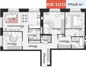 Квартира 99,7 м², 3-комнатная - изображение 1