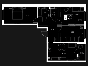Квартира 79 м², 3-комнатная - изображение 1