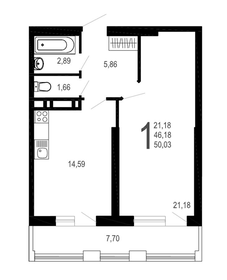 Квартира 50 м², 1-комнатная - изображение 1