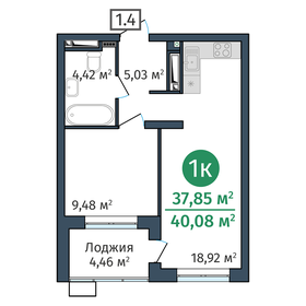 Квартира 37,9 м², 1-комнатная - изображение 1