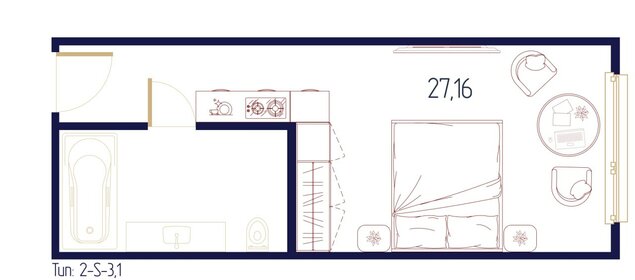 Квартира 26,8 м², студия - изображение 1