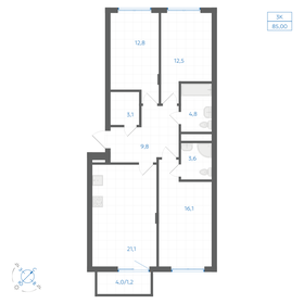 Квартира 85 м², 3-комнатная - изображение 1