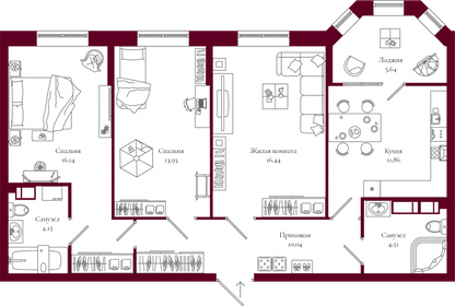 Квартира 79 м², 3-комнатная - изображение 1