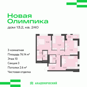 Квартира 76,1 м², 3-комнатная - изображение 1