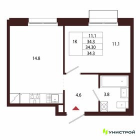 Квартира 34,3 м², 1-комнатная - изображение 1