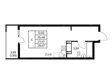 Квартира 29,5 м², студия - изображение 1