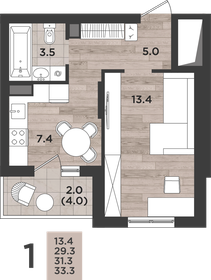 Квартира 31,3 м², 1-комнатная - изображение 1