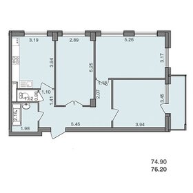 Квартира 76,6 м², 3-комнатная - изображение 1