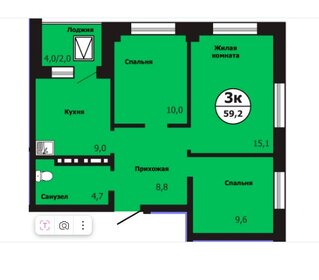 Квартира 59,2 м², 3-комнатная - изображение 1