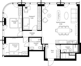 Квартира 92,5 м², 3-комнатная - изображение 2