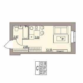 Квартира 22 м², студия - изображение 1