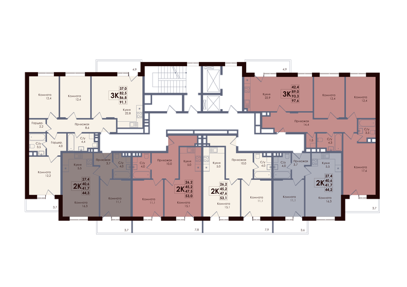 42 м², 2-комнатная квартира 6 200 000 ₽ - изображение 124