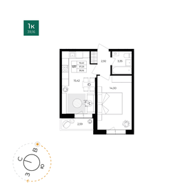 Квартира 37,3 м², 1-комнатная - изображение 1