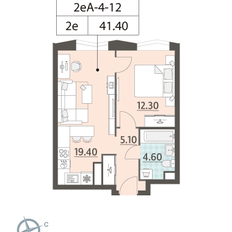 Квартира 41,4 м², 1-комнатная - изображение 2