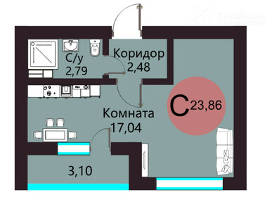 Квартира 23,9 м², студия - изображение 1