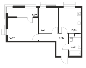 Квартира 63 м², 2-комнатная - изображение 1