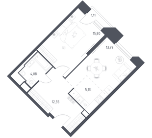 Квартира 52,5 м², 1-комнатные - изображение 1