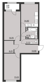 Квартира 69 м², 2-комнатная - изображение 1